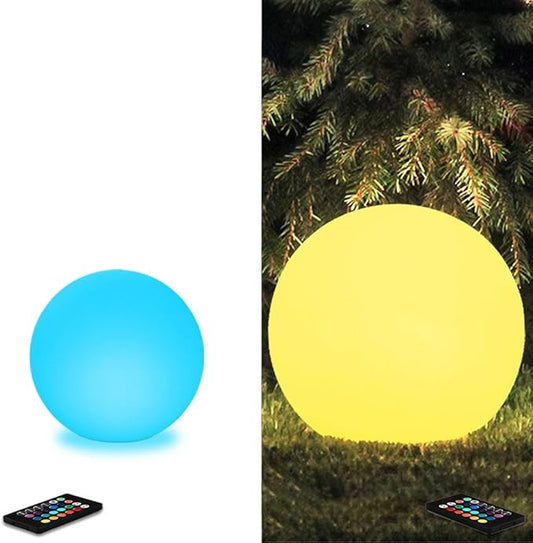 12-in & 20-in LED Globe Orb Lamp, Dimmable RGB Color Changing Glowing Orb Lights Rechargeable Glowing LED Ball Light w/Remote, Waterproof Outdoor Globe Light Soothing Mood Lamp for Home Garden