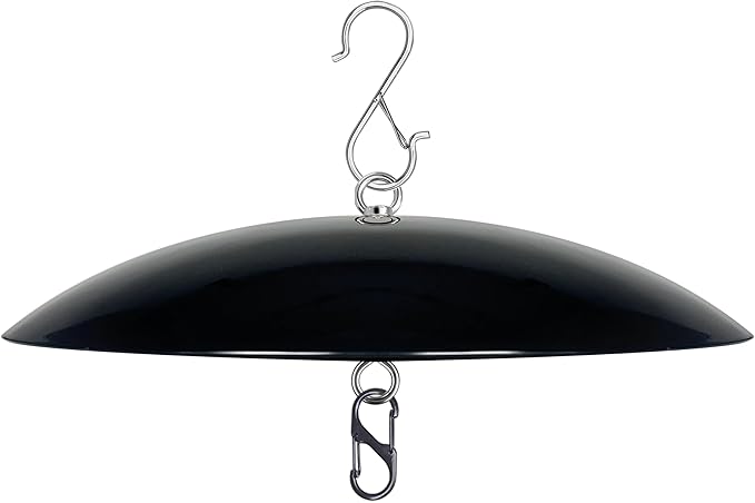13" Bird Feeder Rain Guard, Hummingbird Feeders Shade Dome Cover, Hanging Baffle for Bird Feeder Pole,Smart Birds Feeder Umbrella (Black), 1 Pack