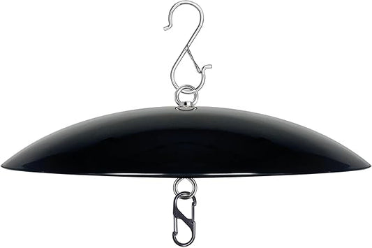13" Bird Feeder Rain Guard, Hummingbird Feeders Shade Dome Cover, Hanging Baffle for Bird Feeder Pole,Smart Birds Feeder Umbrella (Black), 1 Pack