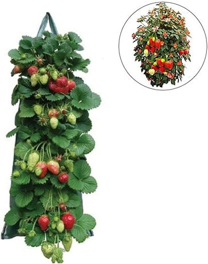 2024 Hanging Strawberry Planter - Upside-Down Patio Garden Tomato Grow Bags With Handle for Outdoor (3)