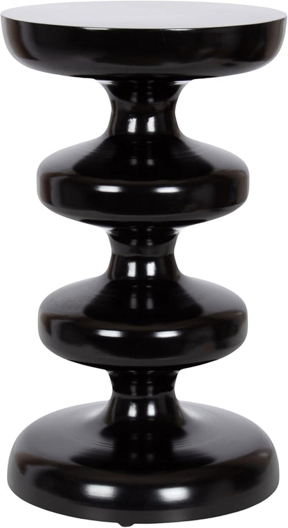Kate and Laurel Fondi Modern Metal Round Side Table, 12 x 12 x 21, Black, Dorm Living Room Stacked Bubble End Table for Use as Bedroom Nightstand or Outdoor Patio Decor Option