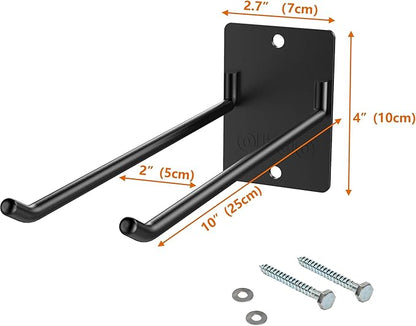 4-Pack Heavy-Duty Garage Wall Hooks, Solid Steel Tool Hanger for Shovel, Rake, Broom, Yard & Garage Organization