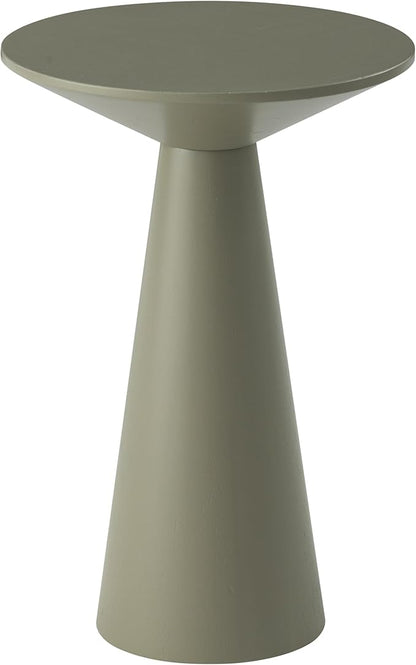 COZAYH Small Pedestal End Table Round Farmhouse Martini Table Wood Plant Stand Rustic Drink Table for Small Space Living Room, Sage Green