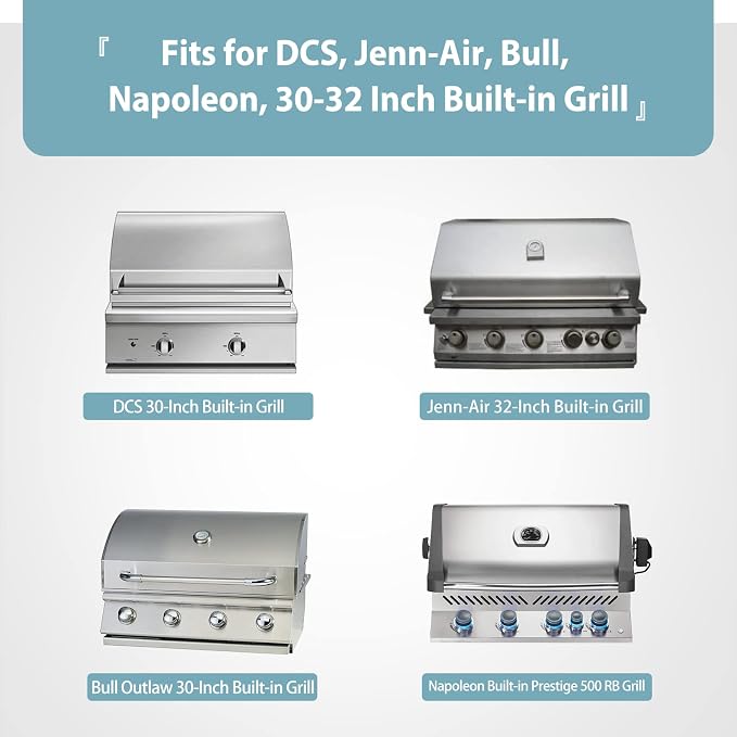 SHINESTAR 33 Inch Built-in Grill Cover for DCS, 600D Heavy Duty Waterproof Island Grill Top Cover with Vents & Click-Close Straps, Windproof BBQ Cover for Jenn-Air, Bull, Napoleon, Coyote and Weber