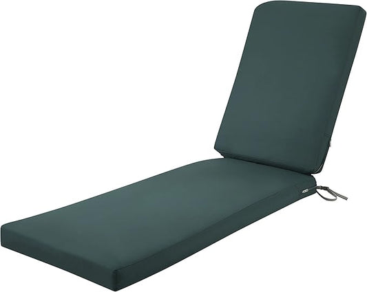 Classic Accessories Ravenna Water-Resistant Patio Chaise Cushion, 80 x 26 x 3 Inch, Mallard Green, Outdoor Seat Cushions