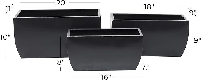 CosmoLiving by Cosmopolitan Metal Indoor Outdoor Planter, Set of 3 20", 18", 16"W, Black
