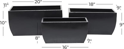 CosmoLiving by Cosmopolitan Metal Indoor Outdoor Planter, Set of 3 20", 18", 16"W, Black