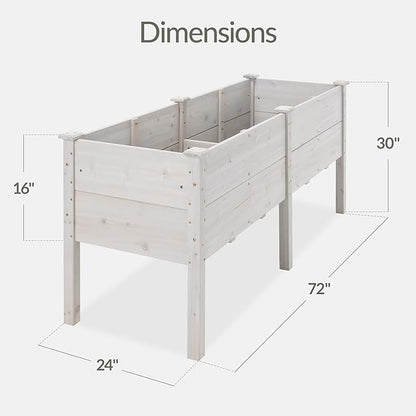 Best Choice Products 72" x 24" x 30" Raised Garden Bed with Extra Deep 16" Depth, Elevated Wood Planter Box Stand for Backyard, Patio, Balcony, Natural Fir Wood - White