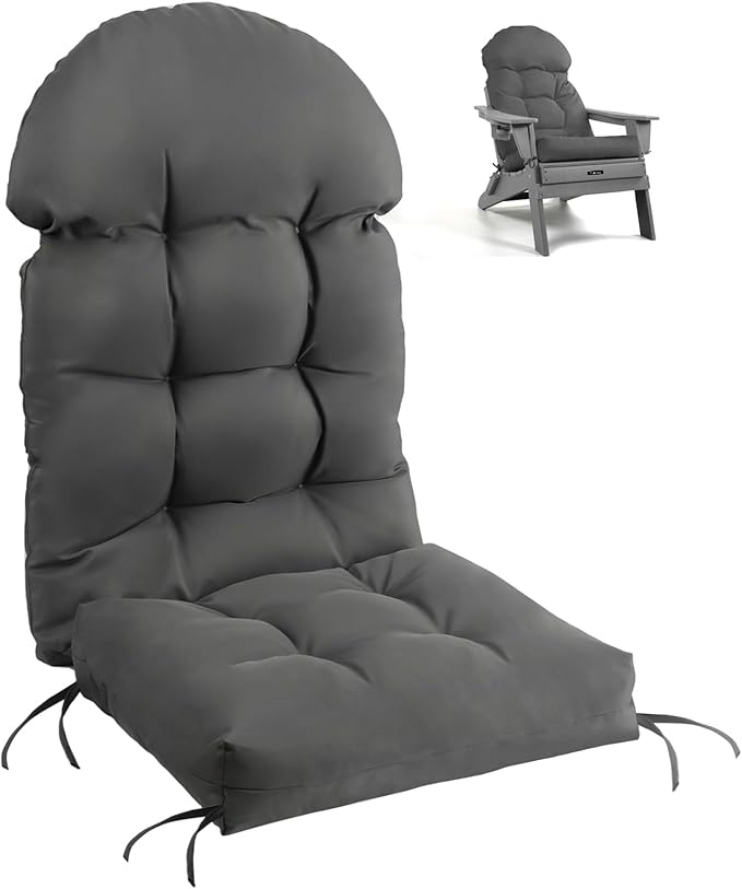 FUNBERRY Adirondack Chair Cushion, Thicken Comfy Cushions for Rocker Non Slip Fade Shield Waterproof High Back with Ties