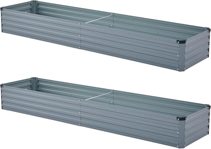 Meberam 2 Pack 6x1.5x1FT Galvanized Raised Garden Beds Kit Outdoor Metal Gardening Planter Box for Vegetable Elevated Flower Herbs,Gray