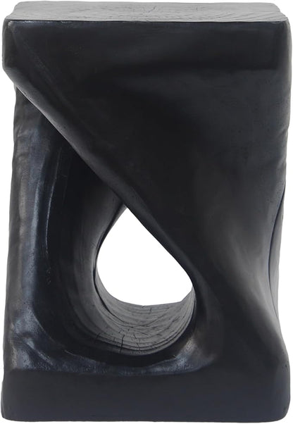 Christopher Knight Home Outdoor Side Table,Twist Shape End Table,Decorative Accent Table,Garden Stool Table for Patio Balcony Beach Pool Side,Lightweight Concrete,Wood Like Texture,Black