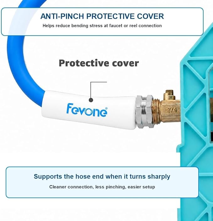 FEVONE 35 ft x 5/8 in Garden Hose, Drinking Water Safe Flexible Water Hose, Heavy Duty Hybrid Polymer Hose, Kink-Resistant, 3/4 in GHT Aluminum Fittings, Leak-Free, 600 PSI