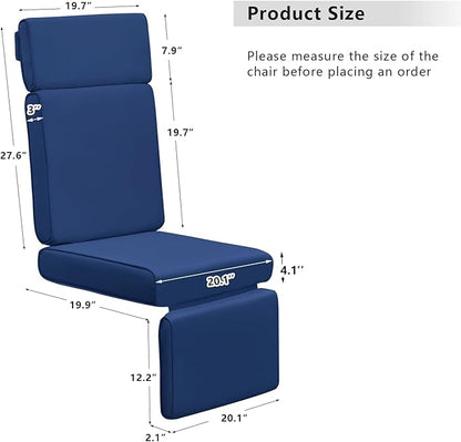ATR ART TO REAL Outdoor Recliner Replacement Cushion, High Back Chair Cushions Patio Wicker Reclinning Chairs Seat Pad, Removable Cover, Waterproof, UV Resistant (Style A, Navy Blue)