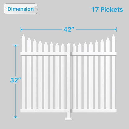 Patio 6 Sets Vinyl Picket Fence Panels 36" H x 84" W White PVC Decorative Fence for Front Yard Porch Patio Deck Pool Air Conditioner Fence Safety Dog Fence (34 Pickets, Scallop)