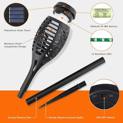 10Pack Solar Lights Outdoor, Solar Torch Lights Outdoor Flickering Flame for Outside Decorations, Waterproof Garden Light Solar Powered , Torches Flame Light for Outside Yard Patio Lawn Garden Decor