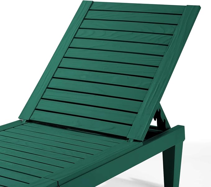 Nestl Sun Tanning Chair - Forest Green Chaise Lounge Chair Outdoor, Lightweight Pool Lounge Chairs Set of 2, Adjustable 5-Position Reclining Lawn Chair, Waterproof Beach Outdoor Lounge Chairs
