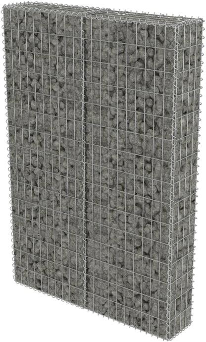 Galvanized Steel Gabion Wall with Covers, Gabion Mesh Wire Wall Panel Galvanized Steel Garden Stone Wire Basket Fencing Patio Decorative Fence, 39.4"x7.87"x59",-179
