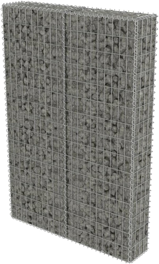 Galvanized Steel Gabion Wall with Covers, Gabion Mesh Wire Wall Panel Galvanized Steel Garden Stone Wire Basket Fencing Patio Decorative Fence, 39.4"x7.87"x59",-179