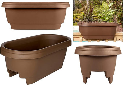 Bloem Deck Rail Planter, Balcony, Deck Balcony Rail Planter 24" Chocolate Brown 2-Pack
