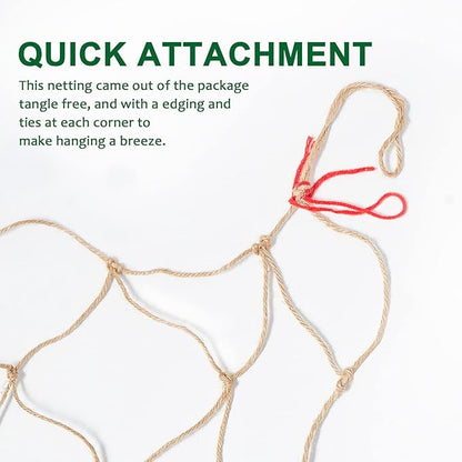 Jute Trellis Netting - Jute Netting for Garden, Heavy Duty Plant Support Netting for Climbing Plants, Cucumber, Vine, Fruits & Vegetables, Climbing Vining Plants (6.6 Ft x 9.8 Ft, 5.9 Inch Squares)