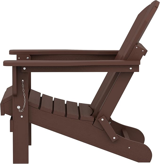 SERWALL Folding Adirondack Chair Set of 2 for Patio Garden Outdoors Fire Pit-Coffee