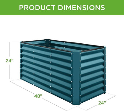 Best Choice Products 4x2x2ft Outdoor Metal Raised Garden Bed, Deep Root Planter Box for Vegetables, Flowers, Herbs, and Succulents w/ 119 Gallon Capacity - Peacock Blue