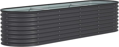 MUPATER Galvanized Raised Garden Bed 8x2x2ft, 9-in-1 Metal Raised Planter Box Oval with 2 Aluminum Support Rods,Outdoor for Vegetable, Flower, Backyard and Patio, Gray