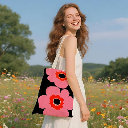 Flower Plant Lover Gifts for Women Canvas Tote Bag with Makeup Bag Cosmetic Bags Grocery Bags for Shopping Christmas