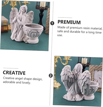 Unomor 1Pc Resin Angel Flowerpot Home Decor Chic Succulent Planter Figurine and Stable Decorative Supply for Indoor and Outdoor Unique Angel Design for Planting and Garden