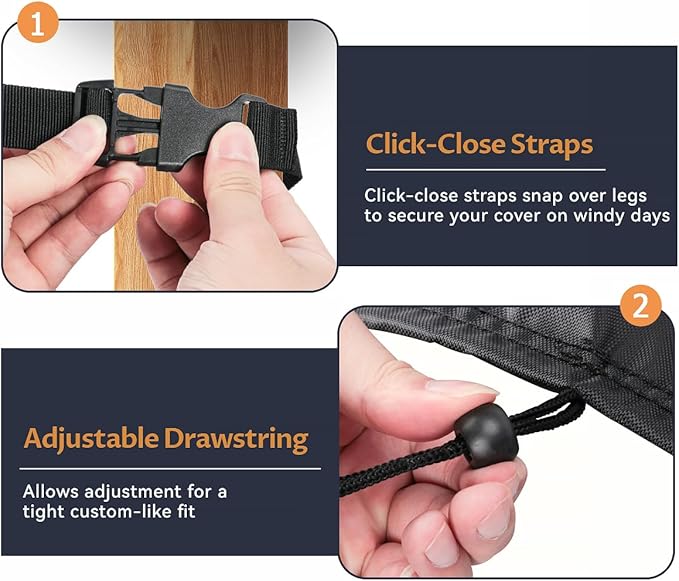 Outdoor Furniture Set Cover, Waterproof Patio Table Covers for 4 x 4 ft Outside Dining Table and Chairs Seating, Square Outdoor Cover - 54"L x 54"W x 28"H