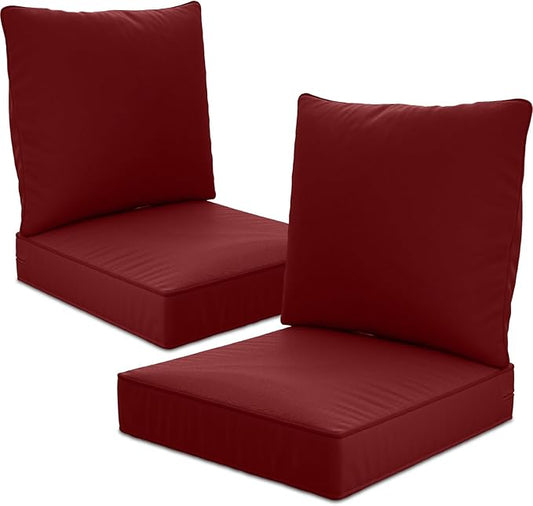22" x 22" x 6" Outdoor Deep Seat Cushions Set - 2 Set Waterproof & Fade Resistant Patio Furniture Replacement Cushions, Non-Slip Outdoor Cushions Fit Loveseats, Couches, Chairs, and Sofas.
