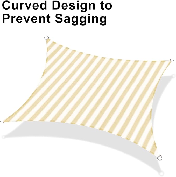 LOVE STORY 6.5' x 10' Yellow-White Sun Shade Sail Rectangle UV Block Shade Canopy Sunshade for Patio Garden Backyard (We Make Custom Size)