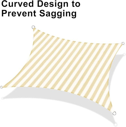 LOVE STORY 6.5' x 10' Yellow-White Sun Shade Sail Rectangle UV Block Shade Canopy Sunshade for Patio Garden Backyard (We Make Custom Size)