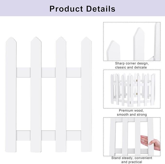 RUODON 6 Pack Thick Christmas Tree Fences White Wooden Picket Fences Tree Fence Border Decoration for Xmas Wedding Party Decor Garden Home, 15.7 x 12 Inches