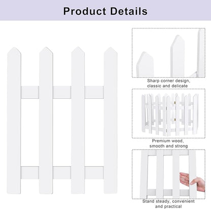 RUODON 6 Pack Thick Christmas Tree Fences White Wooden Picket Fences Tree Fence Border Decoration for Xmas Wedding Party Decor Garden Home, 15.7 x 12 Inches