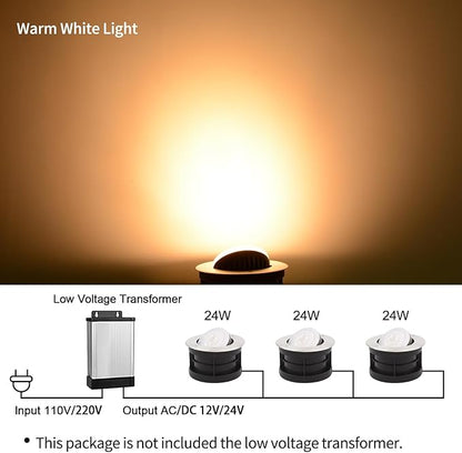 Angle-Adjustable Led Inground Light for Gardens-Outdoor LED Well Lights,Landscape Pathway In-Ground Lighting Fixtures,Buried lamp,Low Voltage,IP65, Stainless Steel (48 Watts)
