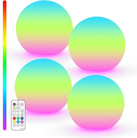 LOFTEK 3-inch Smart Sphere Night Light, Rechargeable LED Ball Lights, 16 RGB Color Change Mood Lighting, Waterproof Ambient Light for Home Bedroom Patio Pool Bathtub Decorative Lighting, 4 Pack