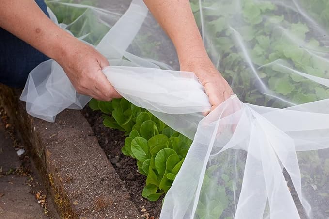 Agfabric Garden Netting 10'x12' Insect Pest Barrier Bird Netting for Garden Protection,Row Cover Mesh Netting for Vegetables Fruit Trees and Plants,White