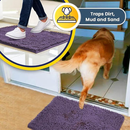 Muddy Mat® | Super Water Absorbent Door Mat Indoor, Microfiber Quick Dry Chenille Entryway Rug, Slip Resistant Front Door Mat, Indoor Mats for Entryway, Machine Washable Pet Rug, Lavender 30" x 48"