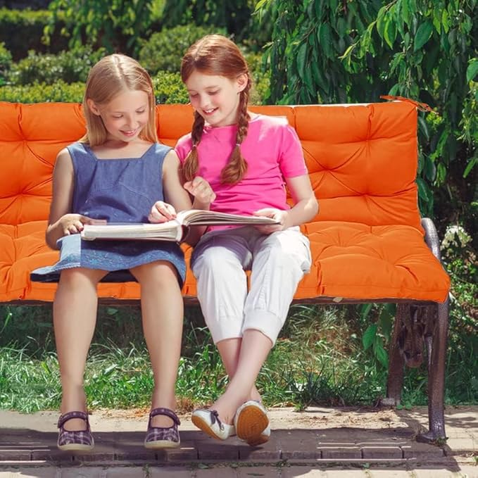 Replacement Cushions for Swing, Swing Cushions 3 Seater Replacement, Waterproof Thicken Washable Pad Cushion for Outdoor Indoor Furniture Swing Patio (Orange, 40x71 inch)