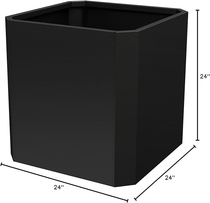 Steel Planter Box-24"x24"x24"-Large Square Planter Box-Outdoor Indoor-Cube Steel Planter Heavy Duty Black Metal Planter Box Commercial Residential for Home Garden Porch Hotel Patio