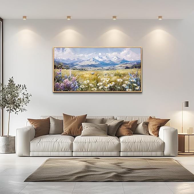 QIYILEXWART Large Wall Art For Bedroom Wall Decor For Living Room Office Decoration Range Grassland Landscape Painting Watercolour Pictures Canvas Artworks Ready To Hang Home Decor Wood Framed