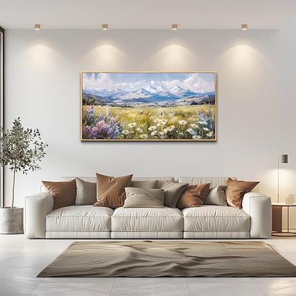 QIYILEXWART Large Wall Art For Bedroom Wall Decor For Living Room Office Decoration Range Grassland Landscape Painting Watercolour Pictures Canvas Artworks Ready To Hang Home Decor Wood Framed