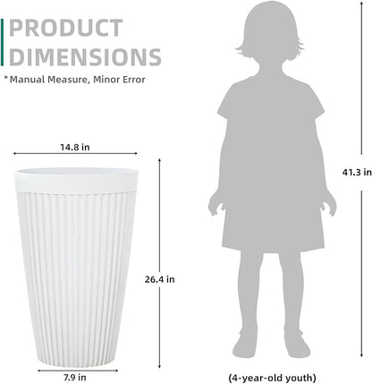 20" Tall Planters for Indoor Outdoor Plants (Set of 2), Cement-Look Large Flower Pots, High-Desity Resin Planters, UV-Protected Outdoor Pots for Garden, Balcony, Porch or Living Room Decor