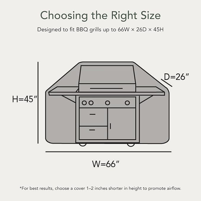 Covermates Classic Grill Cover - All-Weather Heavy Duty Outdoor BBQ Cover with Water-Resistant 12-Gauge Vinyl, Mesh Vents, Protection for Large Outdoor Grills, 66 Inch, Classic Tan