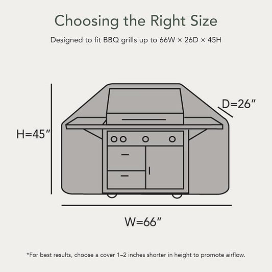 Covermates Classic Grill Cover - All-Weather Heavy Duty Outdoor BBQ Cover with Water-Resistant 12-Gauge Vinyl, Mesh Vents, Protection for Large Outdoor Grills, 66 Inch, Classic Tan