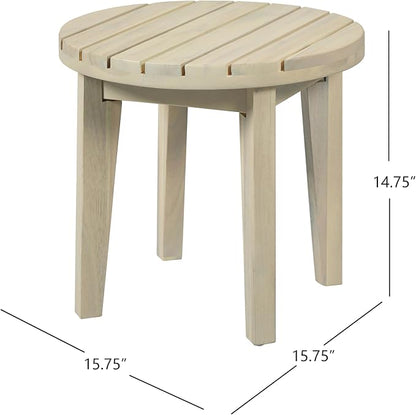 Christopher Knight Home Parker Acacia Wood Outdoor Coffee Table, Small Side Table for Patio Furniture Set, Solid Wood Round End Table for Patio/Deck/Garden, Light White