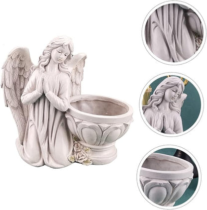 Unomor 1Pc Resin Angel Flowerpot Home Decor Chic Succulent Planter Figurine and Stable Decorative Supply for Indoor and Outdoor Unique Angel Design for Planting and Garden