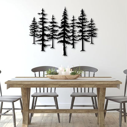 Yemwot Pine Tree Metal Wall Art, Big Pine Trees Metal Wall Art, Nature and Forest Decor, Nature Lover Gift (25"x 18"| 66x48cm, White)