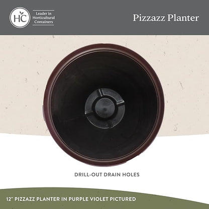 The HC Companies 16 Inch Pizzazz Round Planter Pots with Ceramic Look, Lightweight UV-Resistant Plastic Indoor & Outdoor Planters, 2-Pack Flower Pots for Garden & Home Decor, Purple Violet